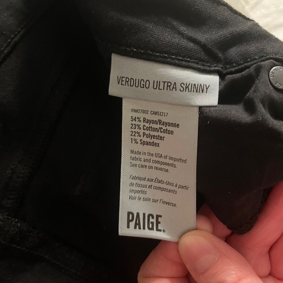 Paige Verdugo Ultra Skinny Black Jeans Denim Jeggings Size 28 - Picture 6 of 10